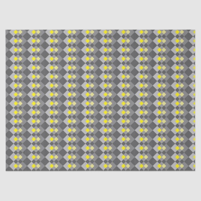 Papier Mousseline Gris Jaune tendance Chic Diamond Motif géométrique (Recto)