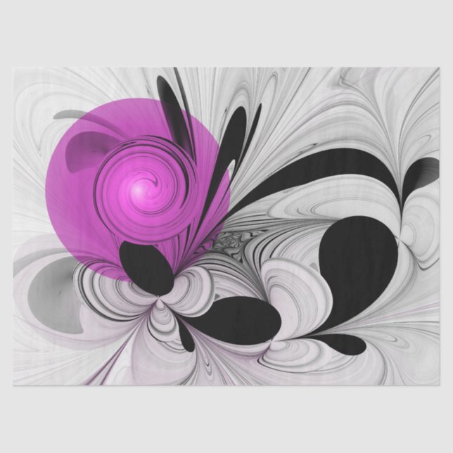 Papier Mousseline Gris Noir Abstrait Avec Art Fractal Magenta (Recto)