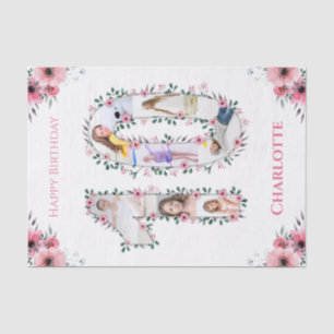 Papier Mousseline Gros 10e anniversaire fille photo Collage Fleur ro