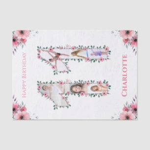 Papier Mousseline Gros 11e anniversaire fille photo Collage Fleur ro