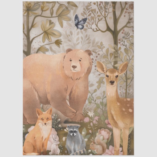 Papier Mousseline Gros animaux forestiers (Recto)