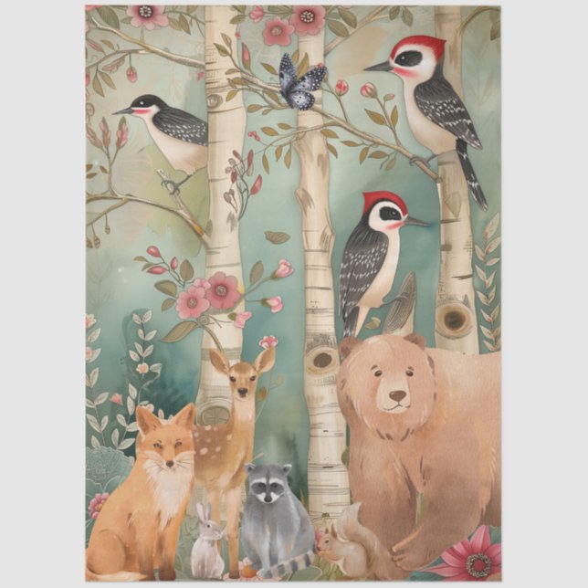 Papier Mousseline Gros animaux forestiers (Recto)
