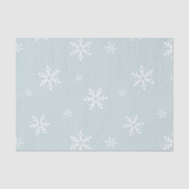 Papier Mousseline Gros flocons de neige sur Icy Blue (Recto)