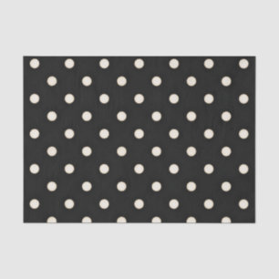 Papier Mousseline Gros Pois d'antiquité blanc et noir