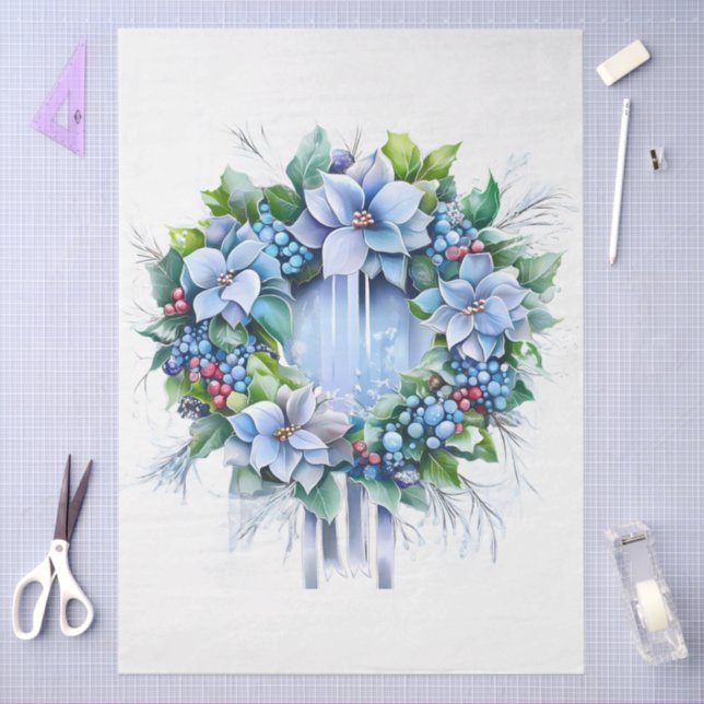 Papier Mousseline Grosse Poinsettias Blanches Fleur Wreath Découpage (Artisanat)