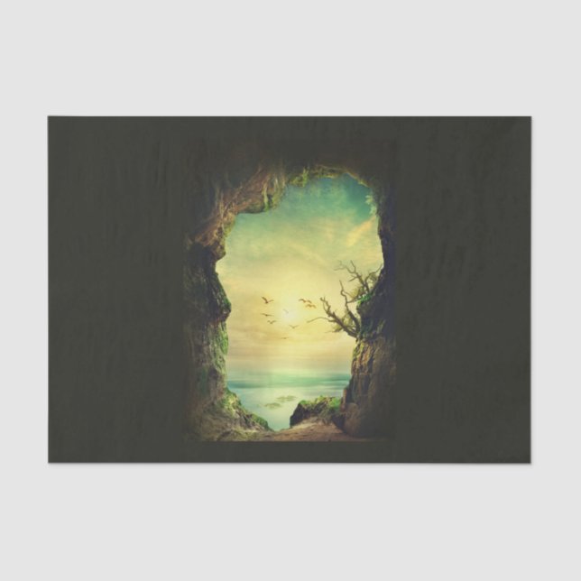 Papier Mousseline Grotte surplombant une mer tropicale Photo Pittore (Recto)