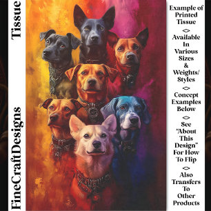 Papier Mousseline Groupe de chiens, fond vibrant CT6 découpage