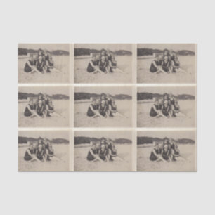 Papier Mousseline Groupe de plage 1920 Photographie vintage