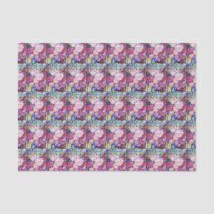 Papier Mousseline Groupes de fleurs roses et d'oiseau rose
