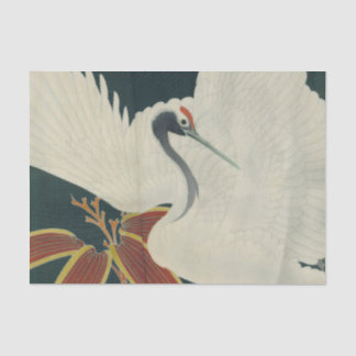 Papier Mousseline Grue à couronne rouge japonaise Art Vintage