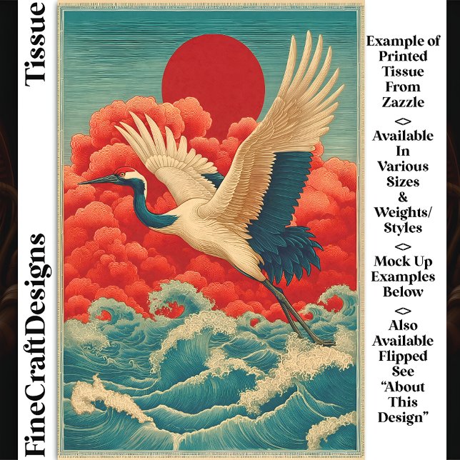 Papier Mousseline Grue au-dessus des vagues sous le DQ9L Red Sun Déc (Créateur téléchargé)