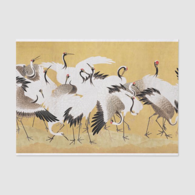 Papier Mousseline Grues d'horloges japonaises Vintage Bird Rich Clas (Recto)
