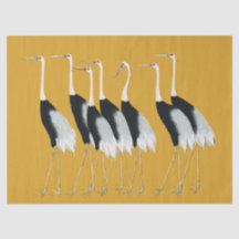 Grues Japonaises en Or Vintage Graphisme d'Art Fin