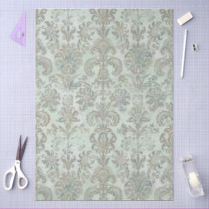 Papier Mousseline Grunge Damask Canard Œuf Bleu Sauge Vert