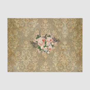 Papier Mousseline Grunge, floral, vintage, damassé, victorian, rose,