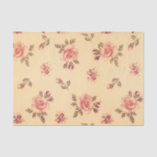 Papier Mousseline Grunge floral vintage victorien shabby chic pêche