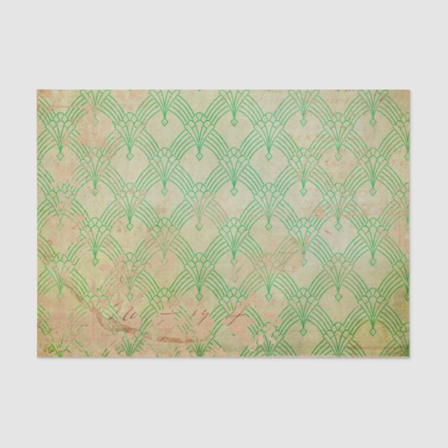 Papier Mousseline Grunge Green Retro Art Déco (Recto)