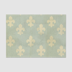 Papier Mousseline Grunge, sarcelle d'hiver, cru, fleur de lis,