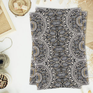 Papier Mousseline grunge steampunk art déco noir argent bohème