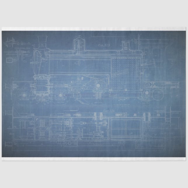Papier Mousseline Grunge Train Blueprint Mobilier Decoupage Papier (Recto)