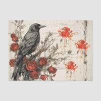Grunge vintage Inspiré Rouge Roses Corbeau