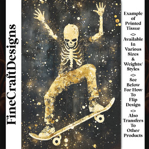 Papier Mousseline Grungy Cool Skeleton Skateboard AK2 Decoupage
