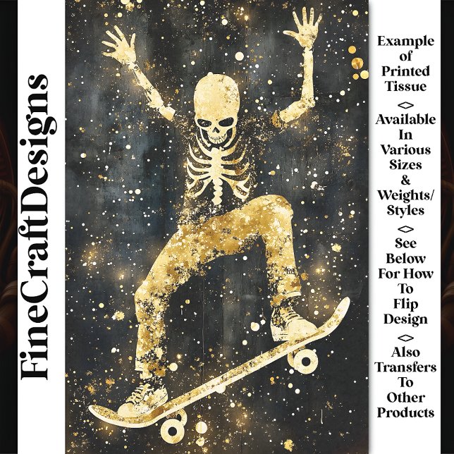 Papier Mousseline Grungy Cool Skeleton Skateboard AK2 Decoupage (Créateur téléchargé)