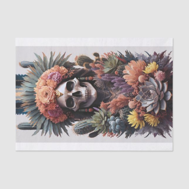 Papier Mousseline Guerrier éternel, crâne totémique amérindien (Recto)