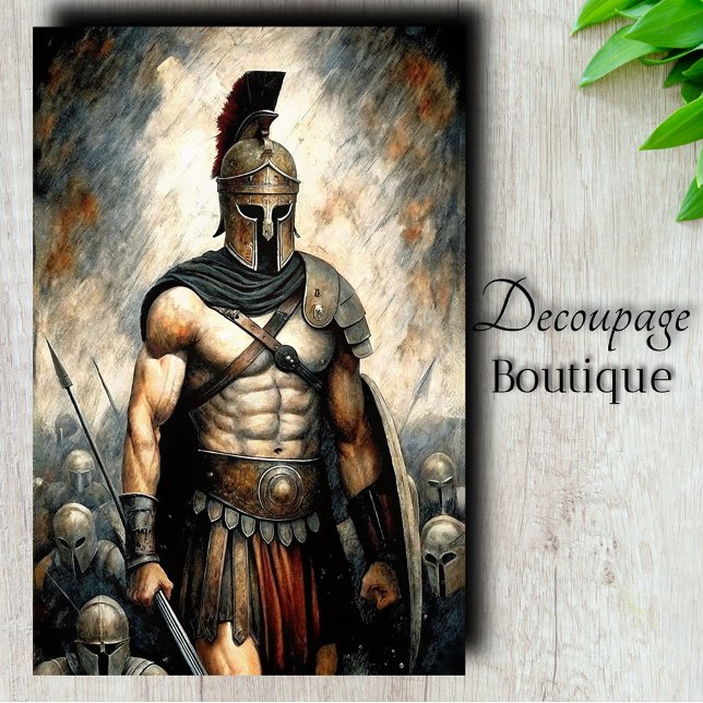 Papier Mousseline Guerrier spartiate découpage (Spartan Warrior Decoupage Tissue Paper)