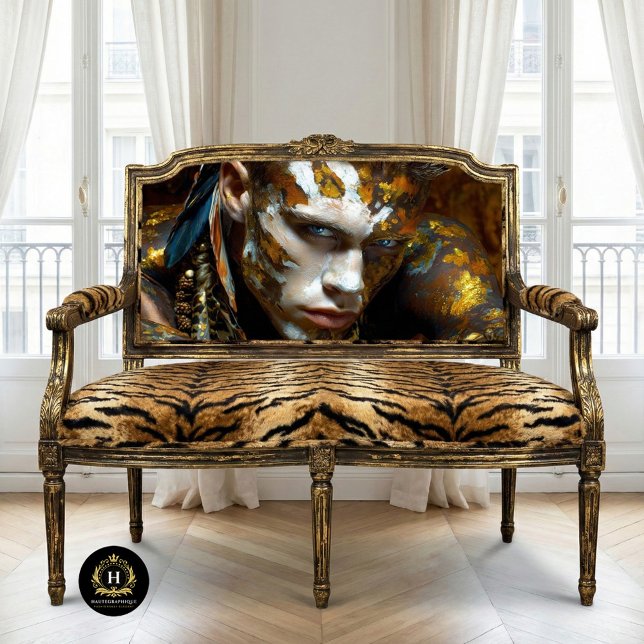 Papier Mousseline Guerrier tribal préhistorique Golden Earth peint (Créateur téléchargé)