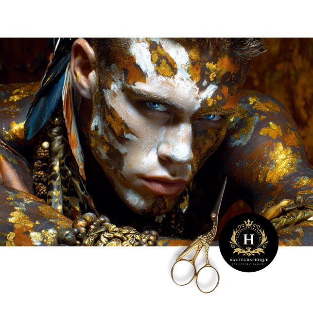 Papier Mousseline Guerrier tribal préhistorique Golden Earth peint (Créateur téléchargé)