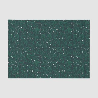 Papier Mousseline Gui de Noël botanique hivernal vert
