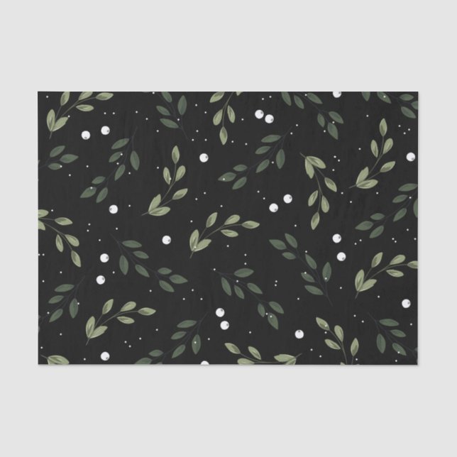 Papier Mousseline Guirlande verte givrée (Recto)