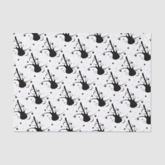 Papier Mousseline Guitare électrique noire avec motif floral