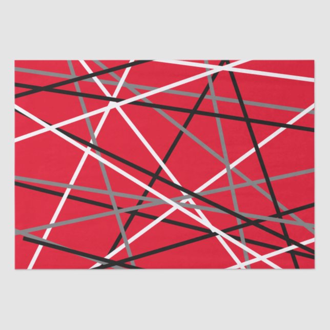 Papier Mousseline Guitare rayée cool rouge gris blanc noir (Recto)