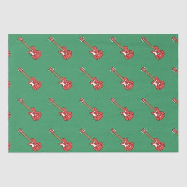 Papier Mousseline Guitare rouge sur vert (Recto)