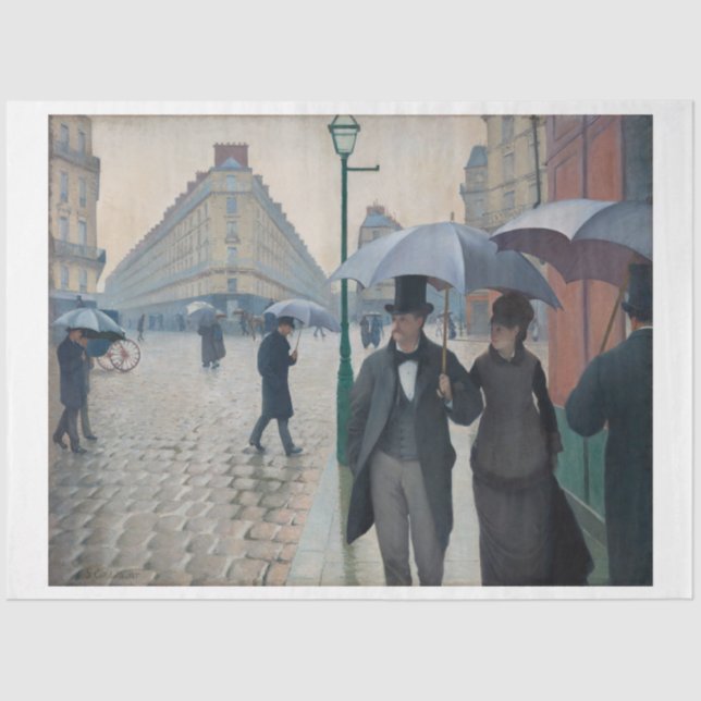 Papier Mousseline Gustave Caillebotte Paris Rainy Day Decoupage (Recto)