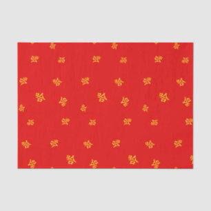 Papier Mousseline "Ha Ha" Humoristique Chinois Rit Rouge & Or
