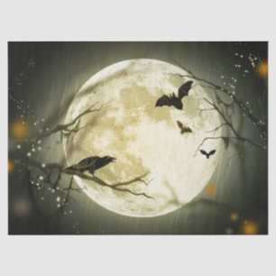 Papier Mousseline Halloween Bats and Birds Moon
