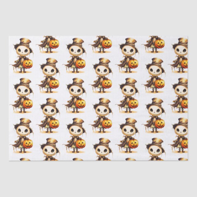 Papier Mousseline Halloween blanc Ghoul Top Chapeau Jack-o' Lanterne (Recto)