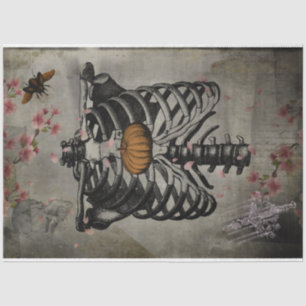 Papier Mousseline Halloween Cage Citrouille Coeur floral Ephemera