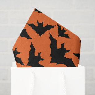 Papier Mousseline Halloween chauves-souris noires orange cool éffray