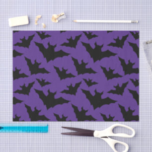 Papier Mousseline Halloween chauves-souris violet cool éffrayant mot
