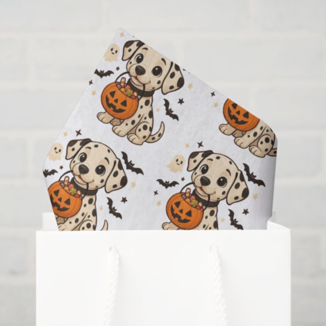 Papier Mousseline Halloween Chien Dalmatien Trick ou traitement (Sac cadeau)