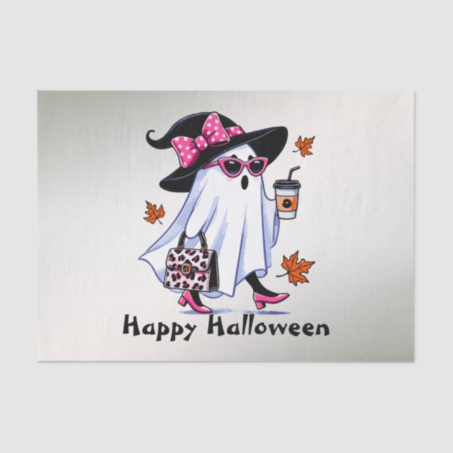 Papier Mousseline Halloween Cute Stylish sorcière Ghost Coffee Cup (Recto)
