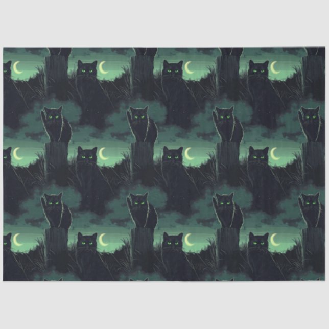 Papier Mousseline Halloween de chat noir (Recto)
