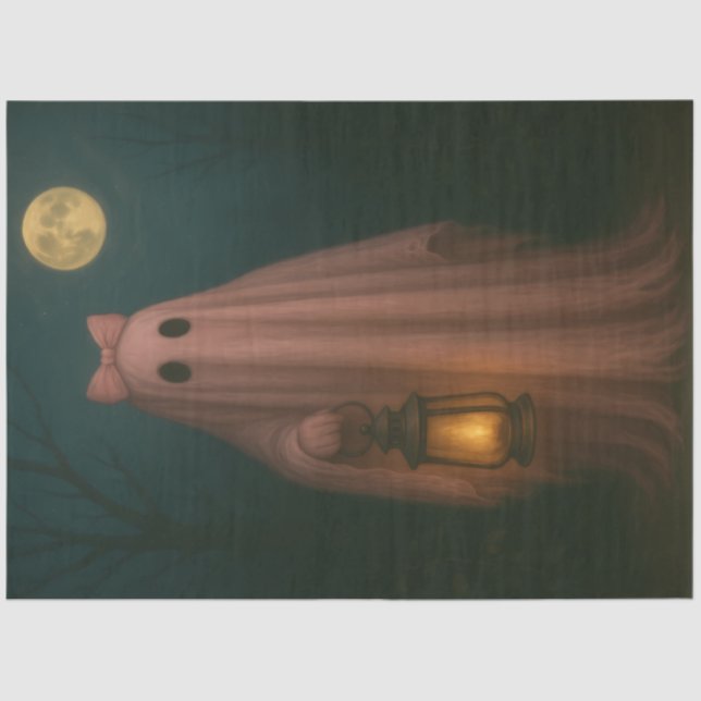 Papier Mousseline Halloween Fantôme rose Découpage Goth Whimsical (Recto)