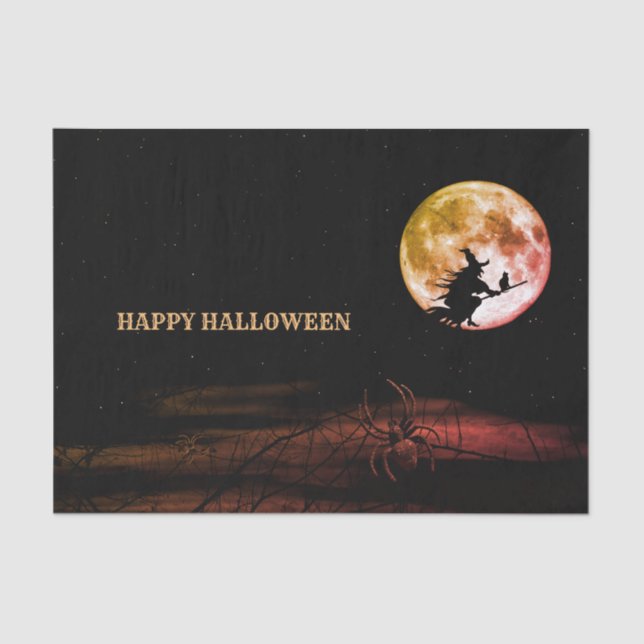 Papier Mousseline Halloween fête Black Night Pleine lune effrayant (Recto)