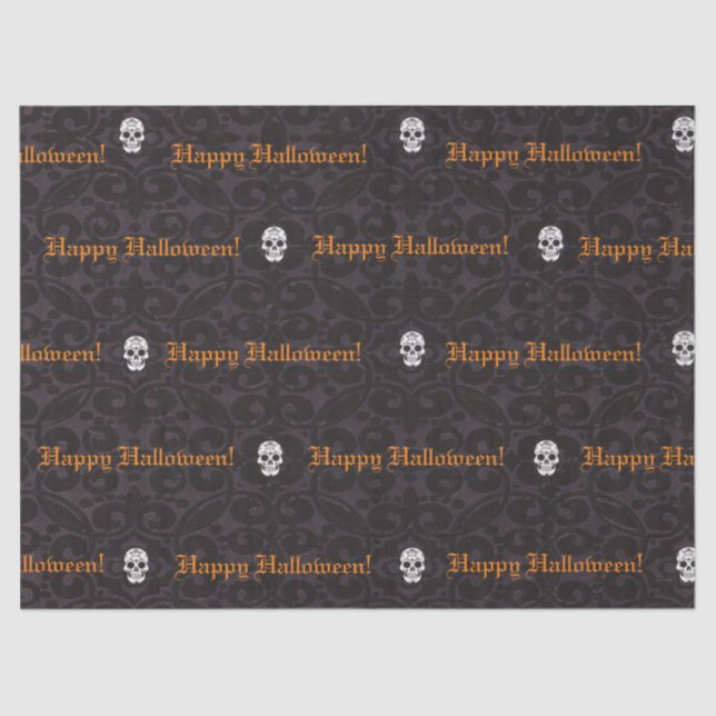 Papier Mousseline Halloween Happy Skuls Papier Tissu (Recto)