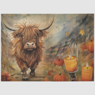 Papier Mousseline Halloween Highland Vache Portrait Ephemera